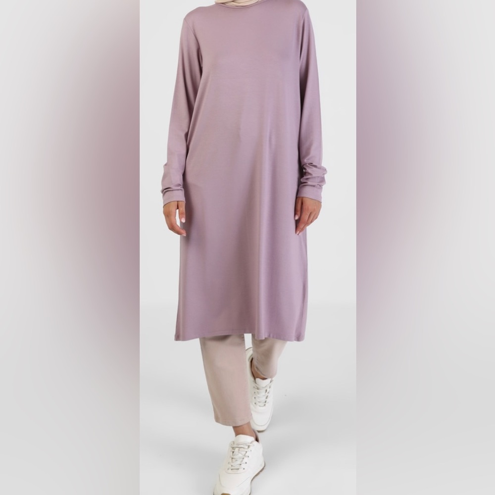 Dark Lilac Crew Neck Tunic